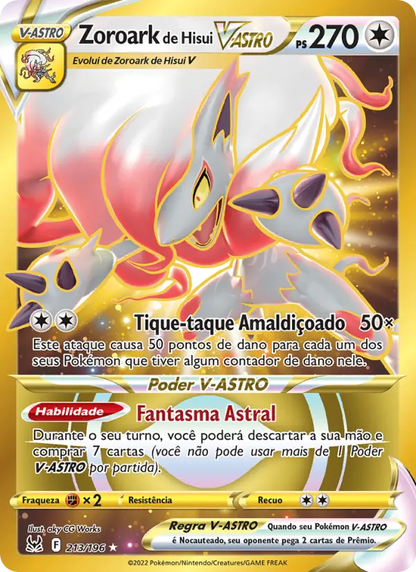 Carta Zoroark de Hisui V-ASTRO, número 213/196 da coleção Origem Perdida