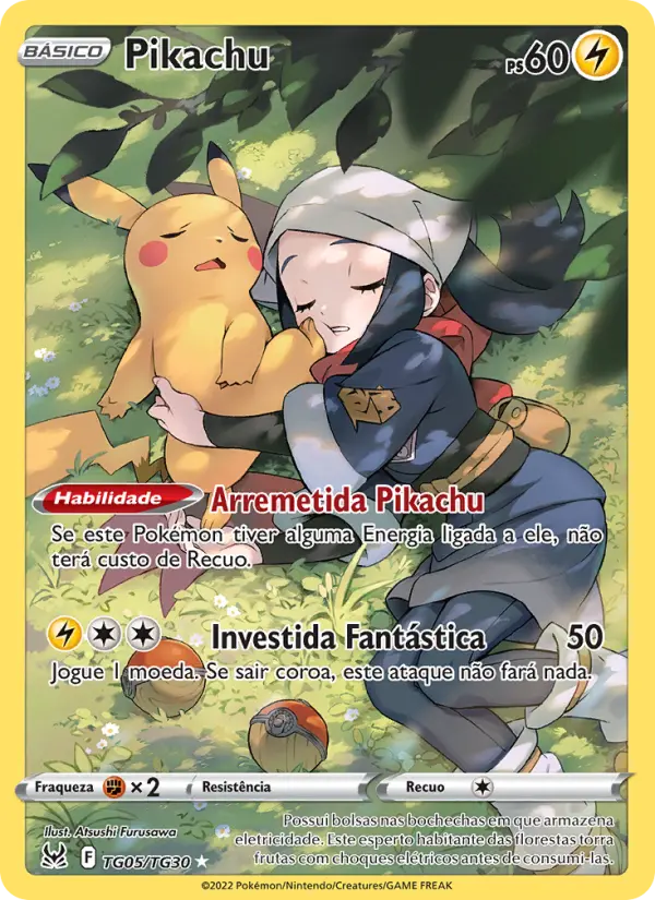 Carta Pikachu, número TG05/30 da coleção Origem Perdida Galeria de Treinador