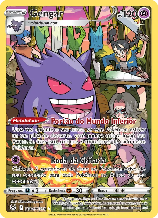Carta Gengar, número TG06/30 da coleção Origem Perdida Galeria de Treinador