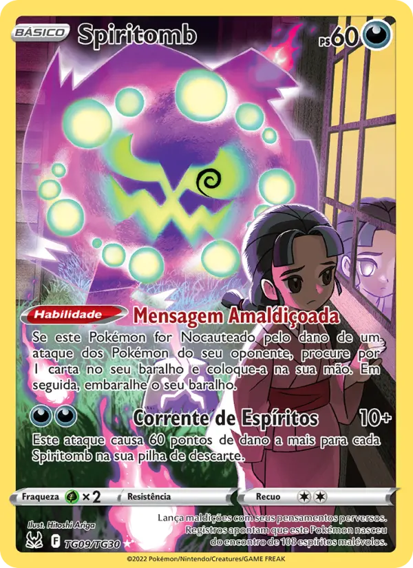 Carta Spiritomb, número TG09/30 da coleção Origem Perdida Galeria de Treinador