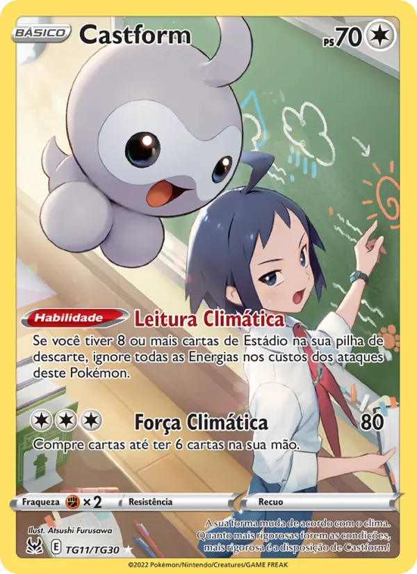 Carta Castform, número TG11/30 da coleção Origem Perdida Galeria de Treinador