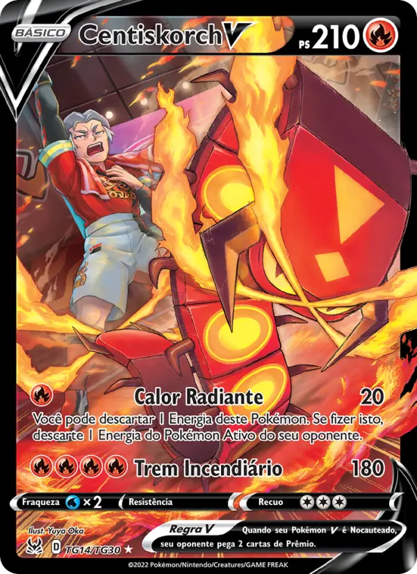 Carta Centiskorch V, número TG14/30 da coleção Origem Perdida Galeria de Treinador