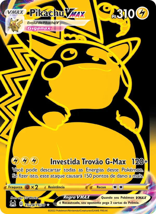 Carta Pikachu VMAX, número TG29/30 da coleção Origem Perdida Galeria de Treinador