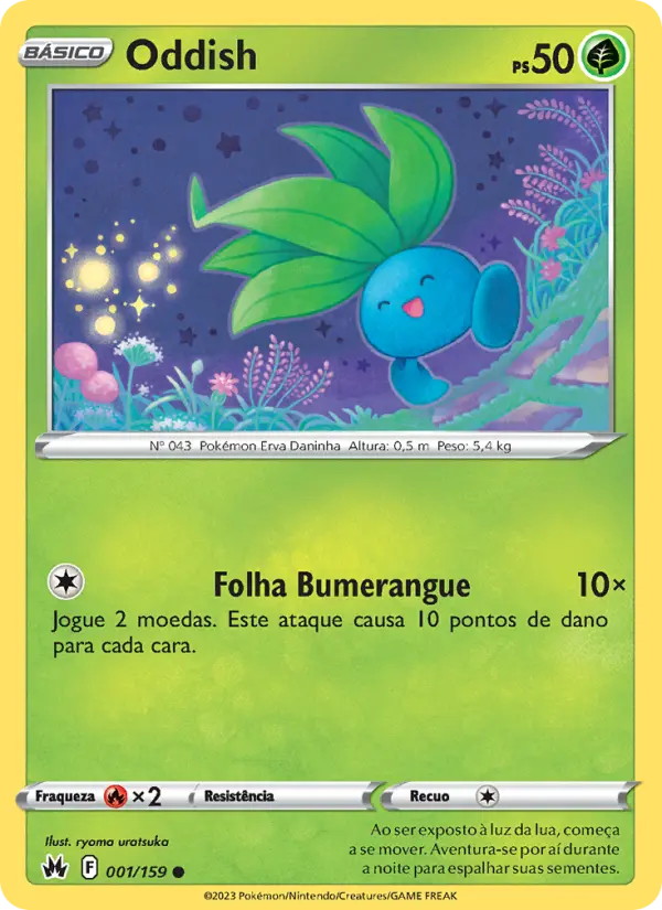 Carta Oddish, número 001/159 da coleção Realeza Absoluta
