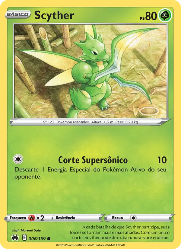 Carta Scyther, número 006/159 da coleção Realeza Absoluta