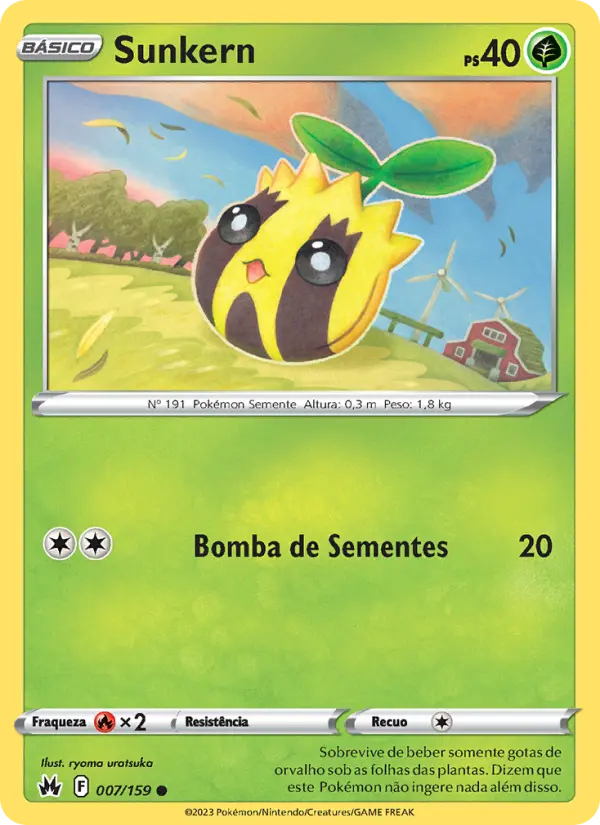 Carta Sunkern, número 007/159 da coleção Realeza Absoluta