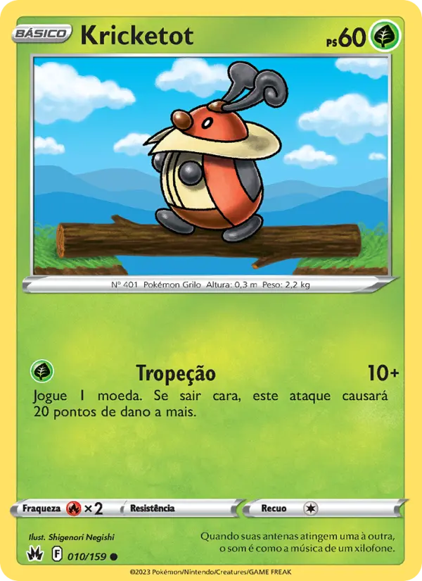 Carta Kricketot, número 010/159 da coleção Realeza Absoluta