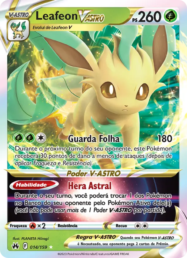 Carta Leafeon V-ASTRO, número 014/159 da coleção Realeza Absoluta