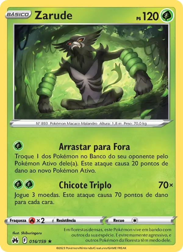 Carta Zarude, número 016/159 da coleção Realeza Absoluta