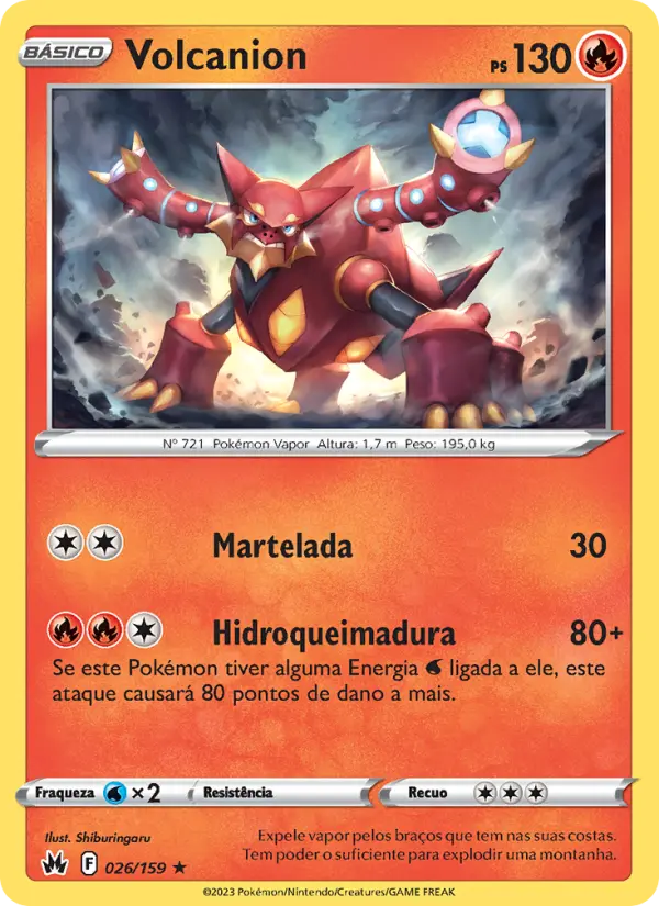 Carta Volcanion, número 026/159 da coleção Realeza Absoluta