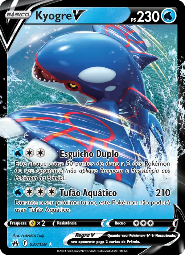 Carta Kyogre V, número 037/159 da coleção Realeza Absoluta