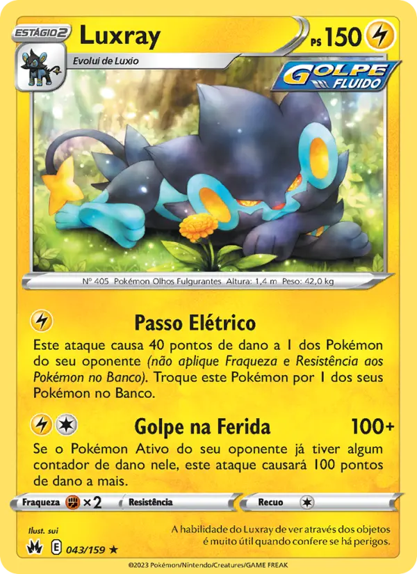 Carta Luxray, número 043/159 da coleção Realeza Absoluta