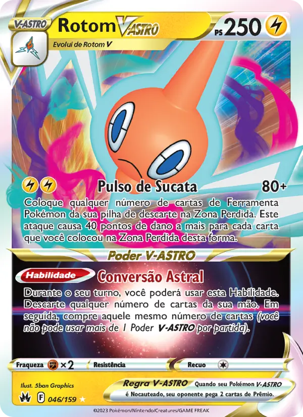 Carta Rotom V-ASTRO, número 046/159 da coleção Realeza Absoluta