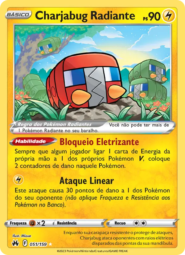 Carta Charjabug Radiante, número 051/159 da coleção Realeza Absoluta