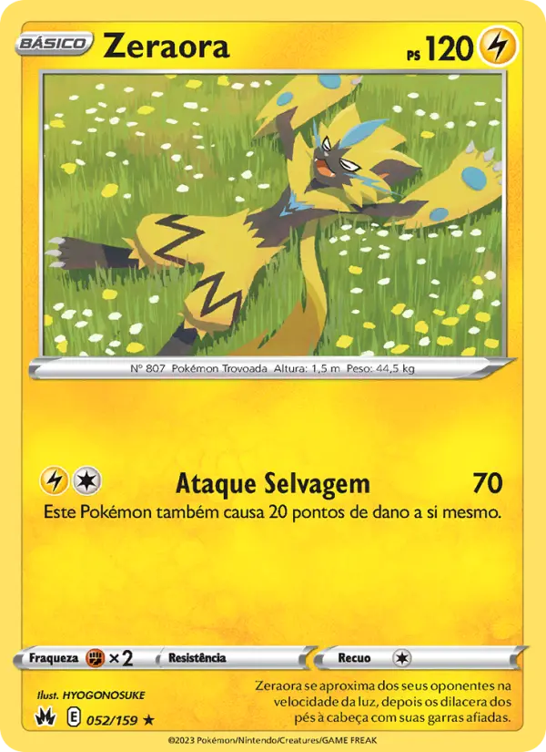 Carta Zeraora, número 052/159 da coleção Realeza Absoluta