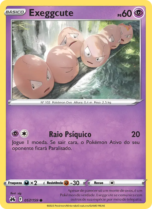 Carta Exeggcute, número 057/159 da coleção Realeza Absoluta