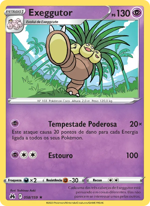 Carta Exeggutor, número 058/159 da coleção Realeza Absoluta