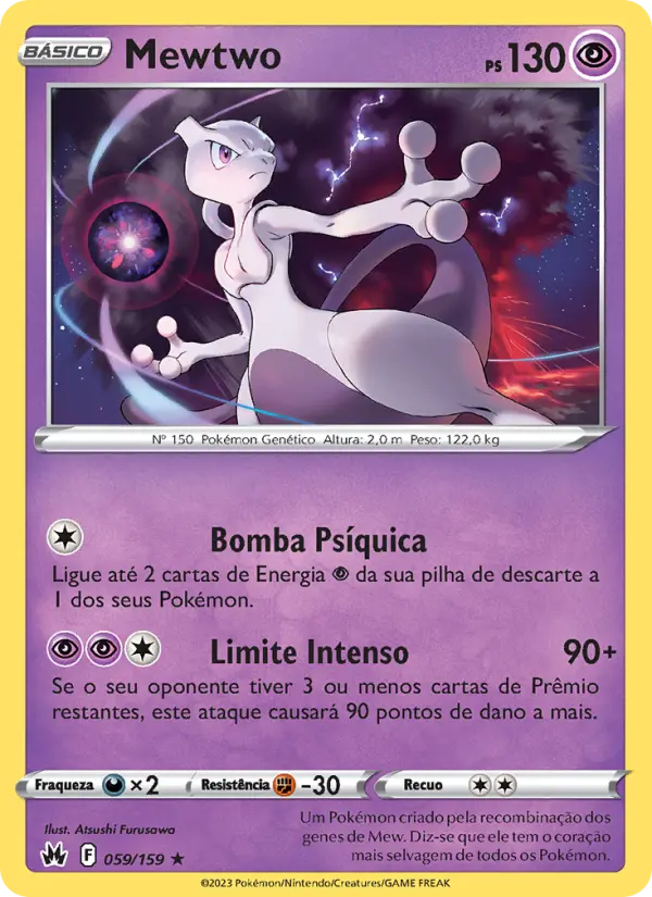 Carta Mewtwo, número 059/159 da coleção Realeza Absoluta