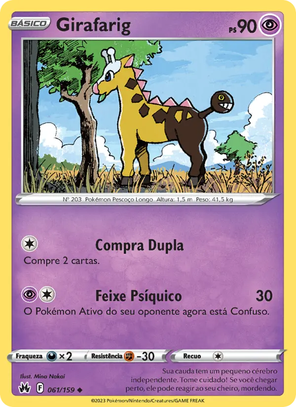 Carta Girafarig, número 061/159 da coleção Realeza Absoluta