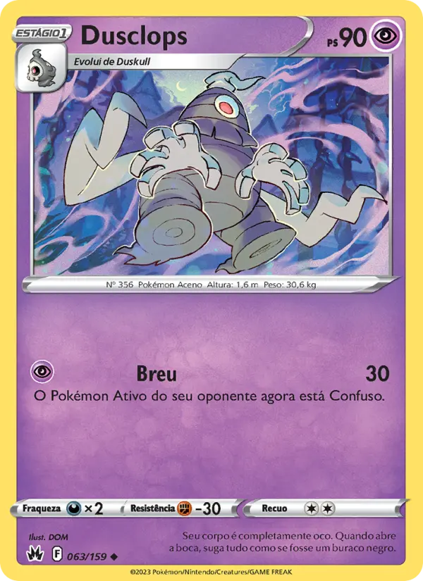 Carta Dusclops, número 063/159 da coleção Realeza Absoluta