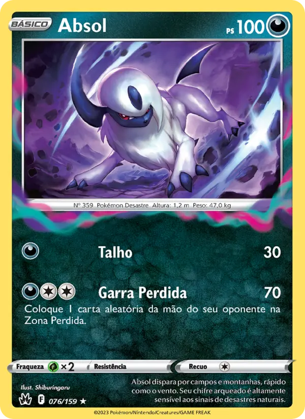 Carta Absol, número 076/159 da coleção Realeza Absoluta