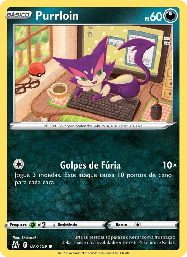Carta Purrloin, número 077/159 da coleção Realeza Absoluta