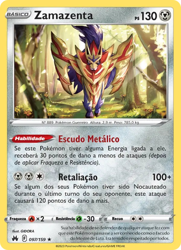Carta Zamazenta, número 097/159 da coleção Realeza Absoluta