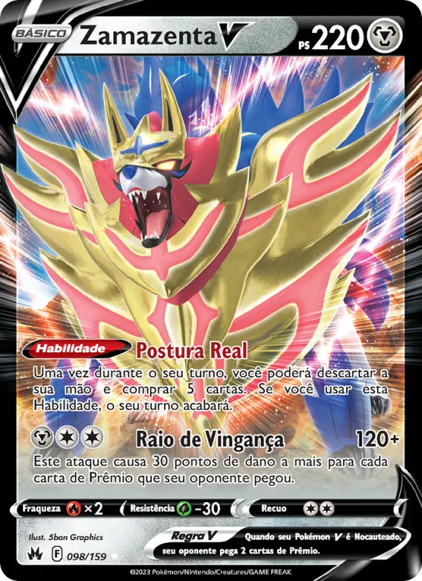 Carta Zamazenta V, número 098/159 da coleção Realeza Absoluta
