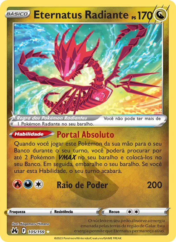 Carta Eternatus Radiante, número 105/159 da coleção Realeza Absoluta
