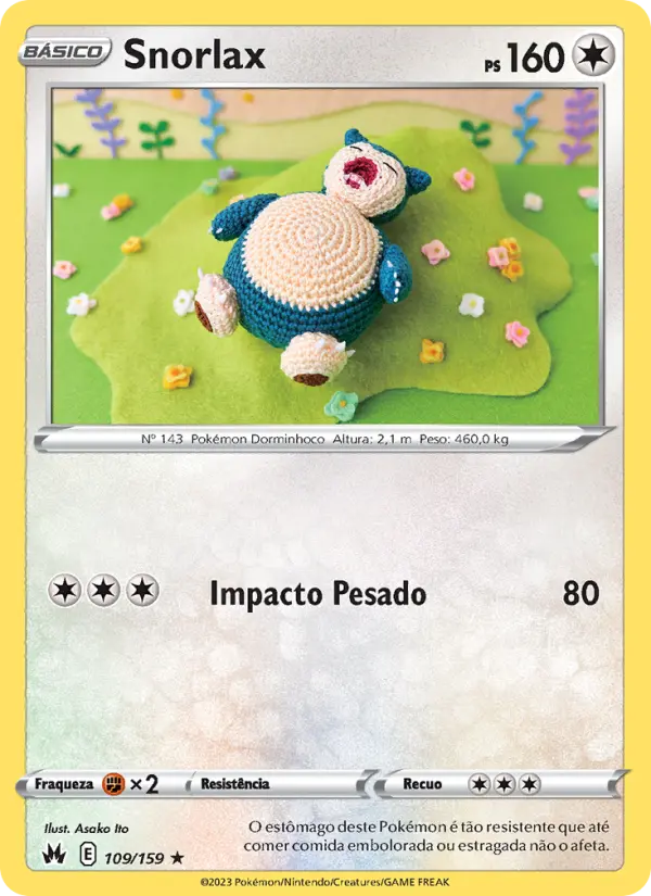 Carta Snorlax, número 109/159 da coleção Realeza Absoluta