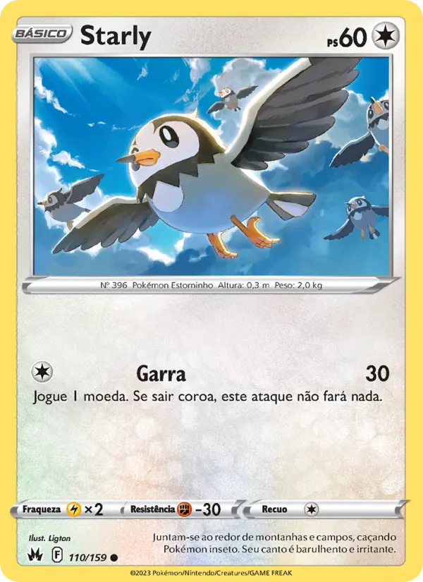 Carta Starly, número 110/159 da coleção Realeza Absoluta