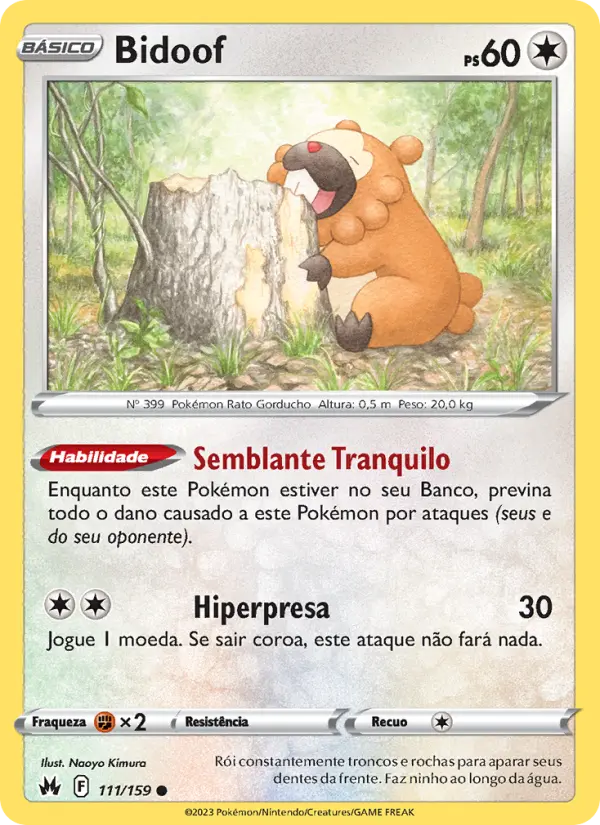 Carta Bidoof, número 111/159 da coleção Realeza Absoluta