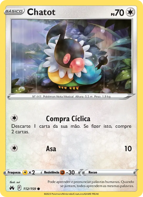 Carta Chatot, número 112/159 da coleção Realeza Absoluta
