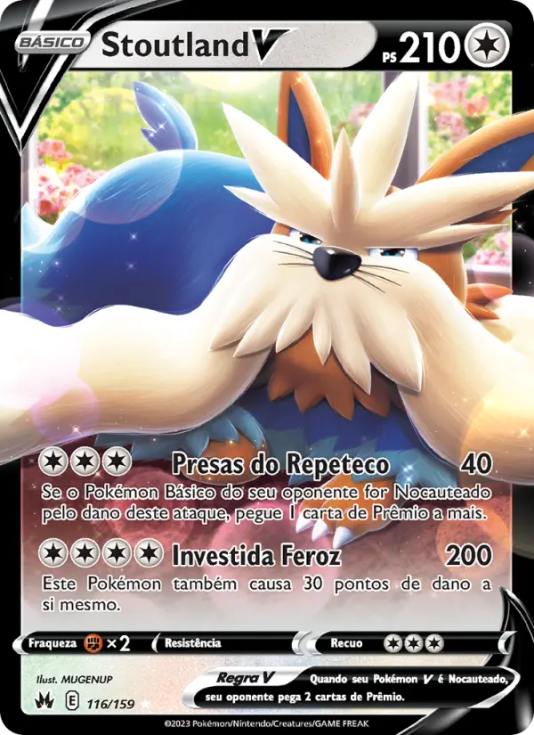 Carta Stoutland V, número 116/159 da coleção Realeza Absoluta