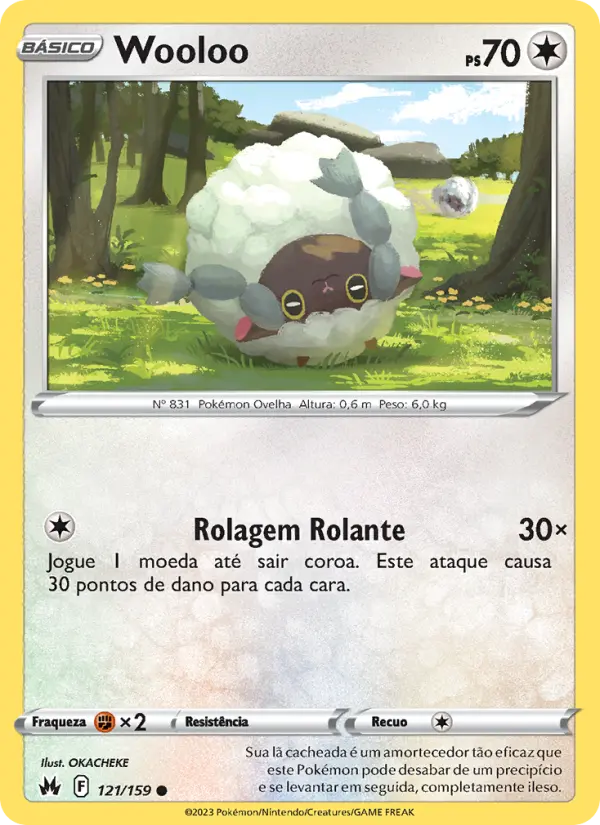 Carta Wooloo, número 121/159 da coleção Realeza Absoluta