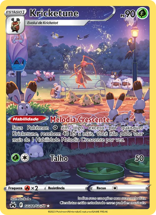 Carta Kricketune, número GG02/70 da coleção Realeza Absoluta Galeria de Galar