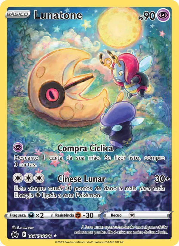 Carta Lunatone, número GG11/70 da coleção Realeza Absoluta Galeria de Galar