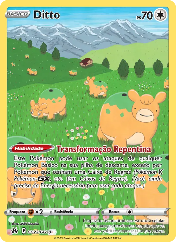 Carta Ditto, número GG22/70 da coleção Realeza Absoluta Galeria de Galar
