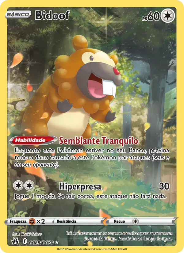 Carta Bidoof, número GG29/70 da coleção Realeza Absoluta Galeria de Galar