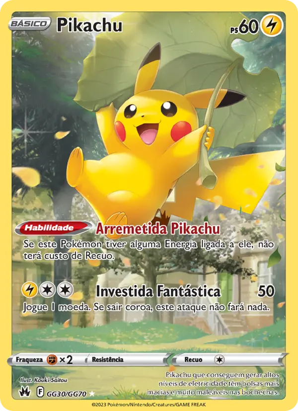 Carta Pikachu, número GG30/70 da coleção Realeza Absoluta Galeria de Galar