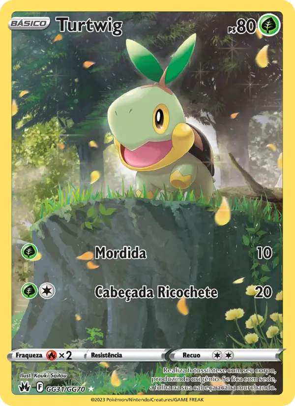 Carta Turtwig, número GG31/70 da coleção Realeza Absoluta Galeria de Galar