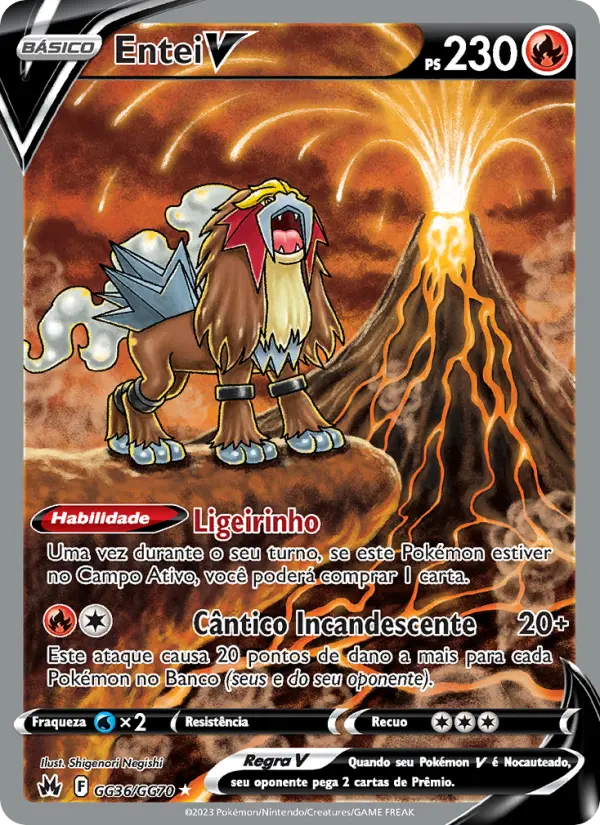 Carta Entei V, número GG36/70 da coleção Realeza Absoluta Galeria de Galar
