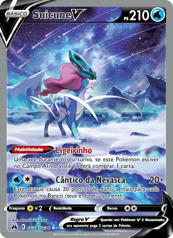 Carta Suicune V, número GG38/70 da coleção Realeza Absoluta Galeria de Galar