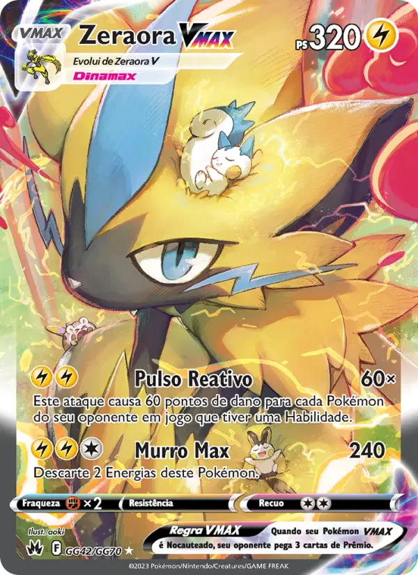Carta Zeraora VMAX, número GG42/70 da coleção Realeza Absoluta Galeria de Galar