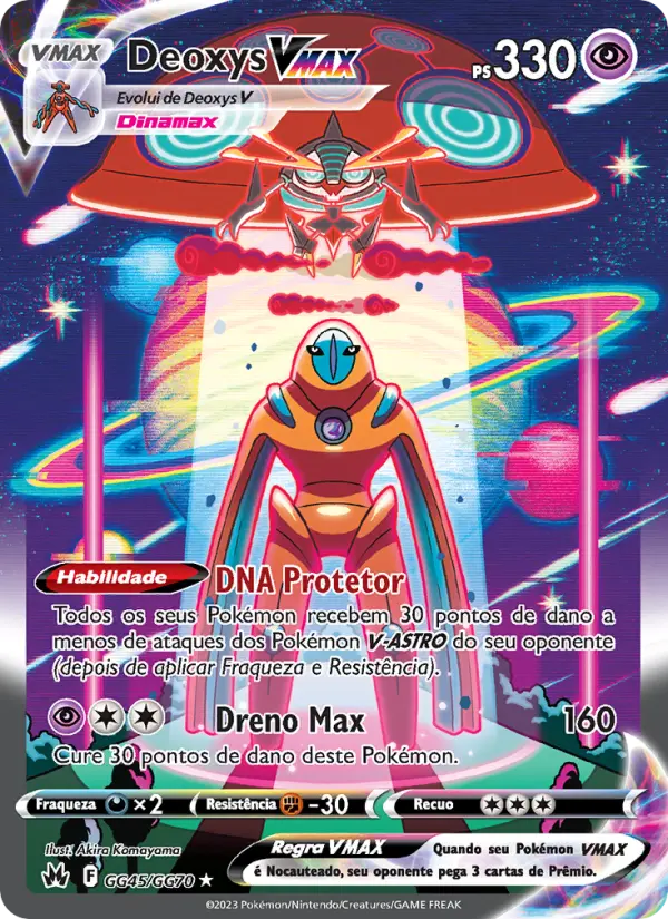 Carta Deoxys VMAX, número GG45/70 da coleção Realeza Absoluta Galeria de Galar