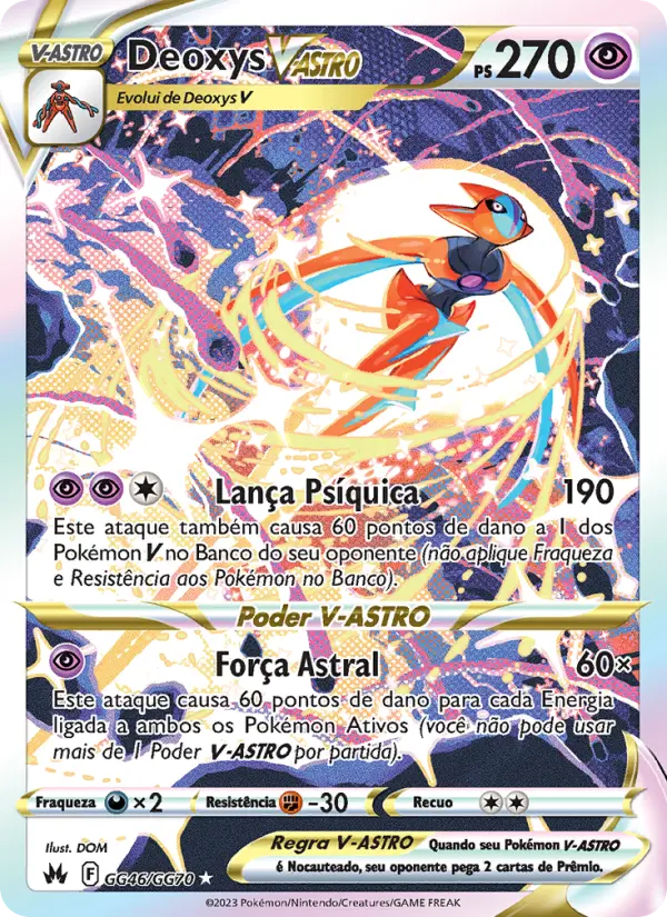 Carta Deoxys V-ASTRO, número GG46/70 da coleção Realeza Absoluta Galeria de Galar