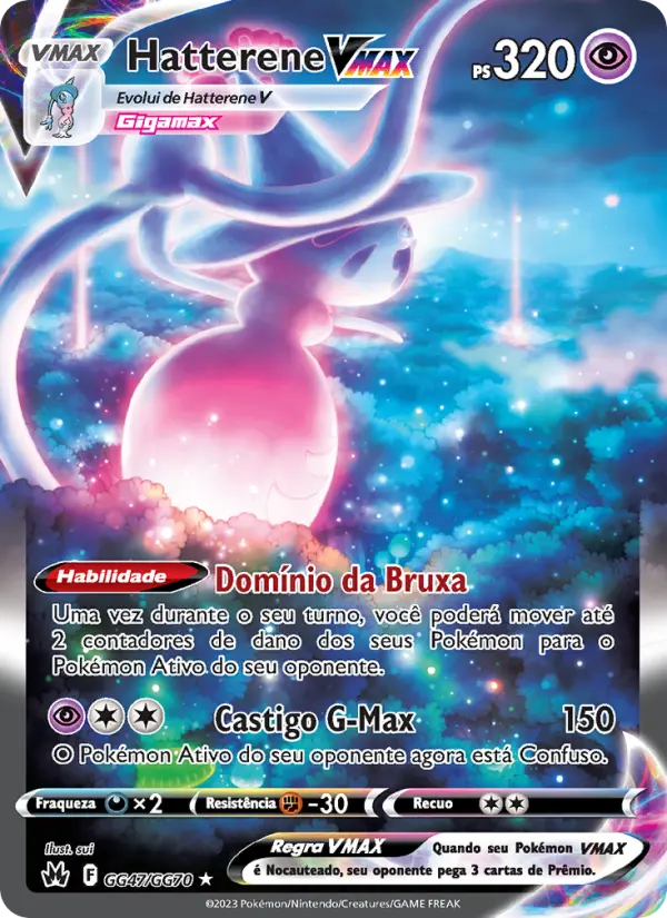 Carta Hatterene VMAX, número GG47/70 da coleção Realeza Absoluta Galeria de Galar