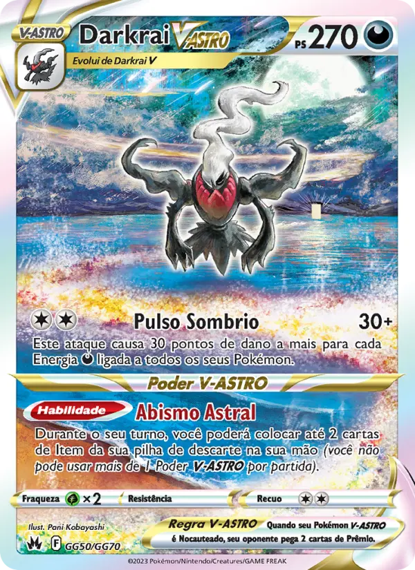 Carta Darkrai V-ASTRO, número GG50/70 da coleção Realeza Absoluta Galeria de Galar