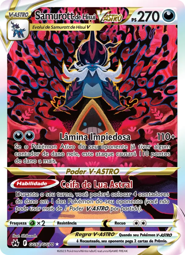 Carta Samurott de Hisui V-ASTRO, número GG52/70 da coleção Realeza Absoluta Galeria de Galar