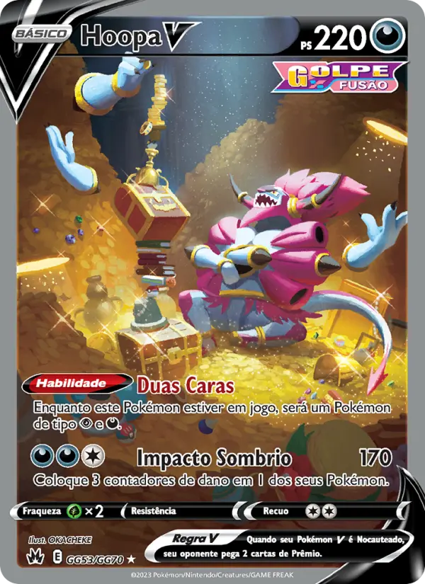 Carta Hoopa V, número GG53/70 da coleção Realeza Absoluta Galeria de Galar